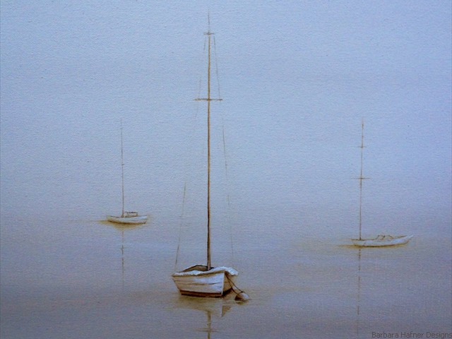 Misty Harbor Morning II<br/>18" x 24"<br/>Barbara Hafner