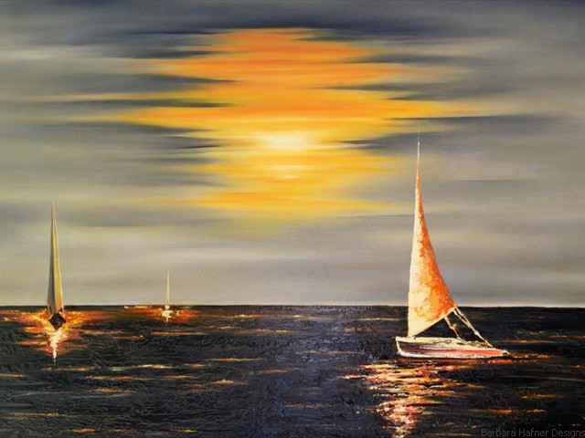 Moonlit Sail<br/>24" x 36"<br/>Barbara Hafner